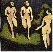 Ernst Ludwig Kirchner Nudes in a meadow France oil painting artist